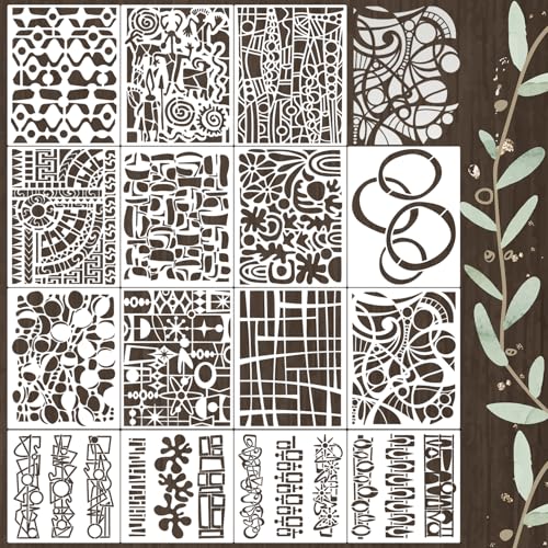 Stencils for Crafts Reusable Texture Stencils for Painting 10"x8" - style: Abstract
