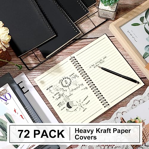 Yahenda 72 Pcs Spiral Notebooks, 1 Subject, Wide Ruled, Black - color: Black