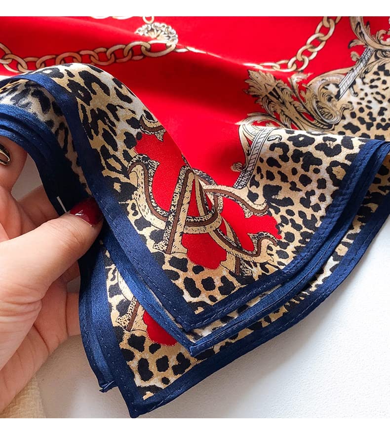 FEIBOON Mulberry Silk Scarf 21"x21" Small Square Scarfs for Women - color: Classics Red-2