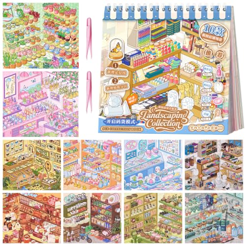 10Pcs Big Size 3D Stickers Scene Book Scenes Sticker - color: Blue