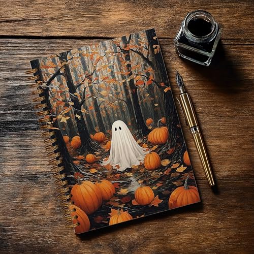 Notebook Journal for Women - A5 Spiral Notebook with Ghost in forest Design, Vintage Dark Romantic Ghost Wildflowers, Gothic Office & School Supplies, Unique Gifts for Women Birthday, Christmas (Forest Ghost) - color: Forest Ghost