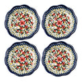 Sizikato 4pcs Porcelain Appetizer Plate, 4-Inch Snack Plate Sauce Dipping Saucer, Exotic Flower Pattern A - color: A