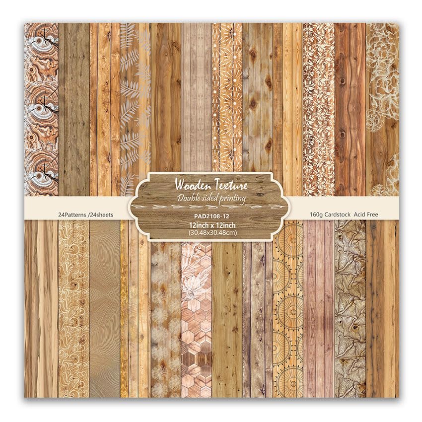 Gingham Scrapbook Paper Wooden Boho Patterned Paper Pad 12×12,24 Sheets Double-Sided Bobo Floral Scrapbooking CardStock Papers Pad for Holiday Cardmaking DIY Origami Papers. - color: PAD2108