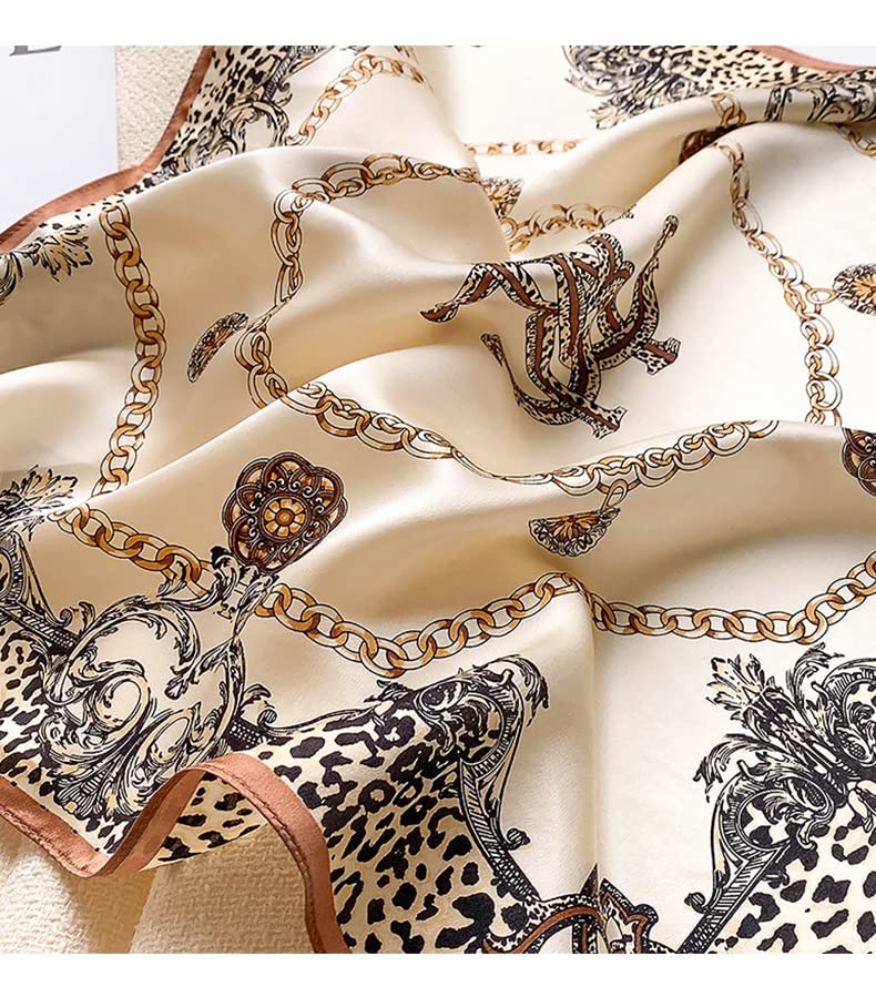 FEIBOON Mulberry Silk Scarf 21"x21" Small Square Scarfs for Women - color: Classic Beige
