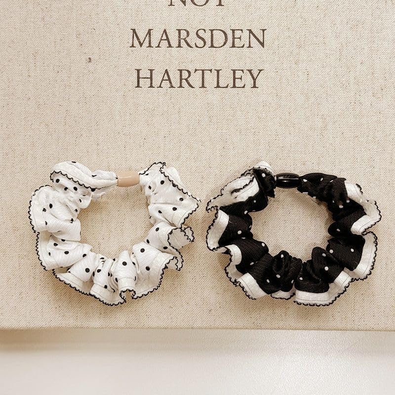 Lemeilleur 8 PCs Vintage Polka Dots Falbala Hair Scrunchies Hair Eleastic Bands Hair Ties Ropes Ponytail Holders Cloth Bands for Girls and Women