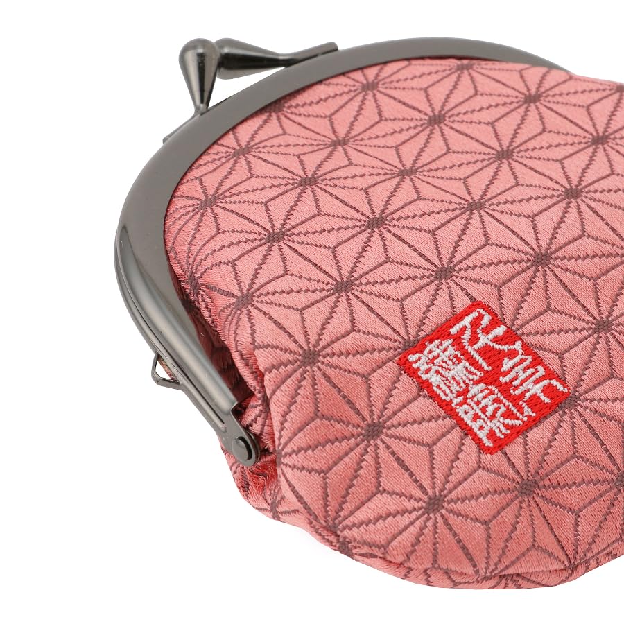 Nishijin brocade round clasp purse/coin purse with lining, size L. (Momoasanoha) - color: Momoasanoha