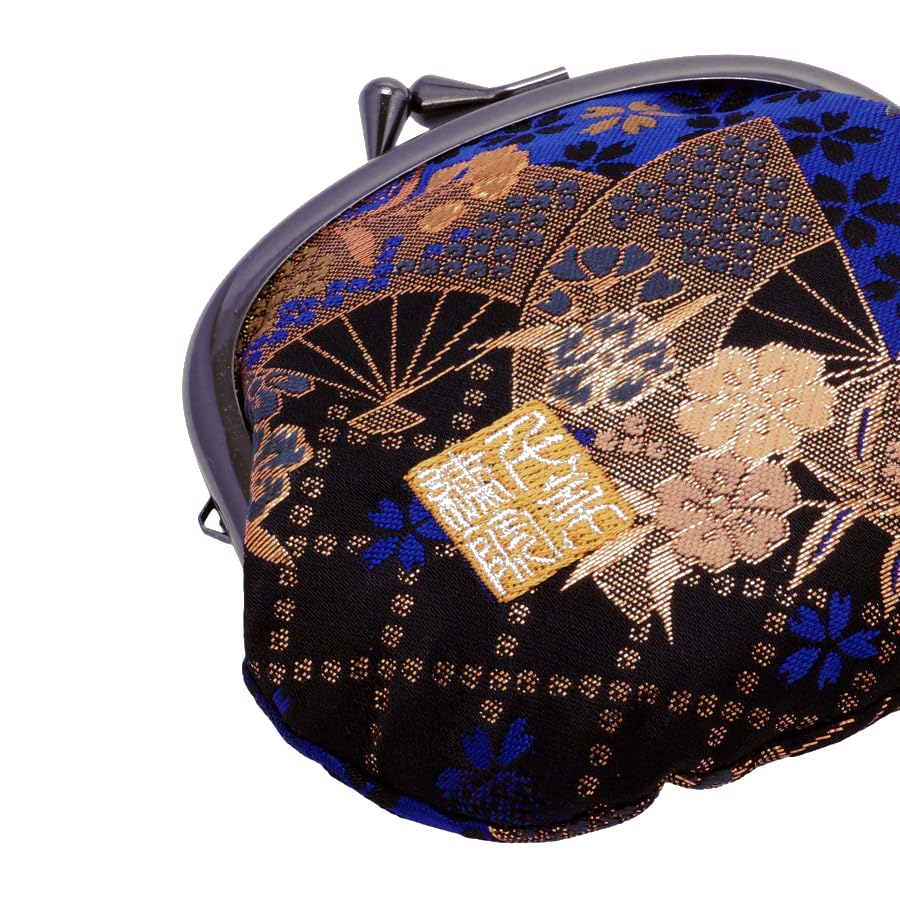 Nishijin brocade round clasp purse/coin purse with lining, size L. (Seiranogizakura) - color: Seiranogizakura