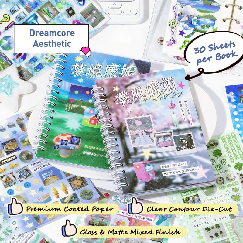 Monsoon Postbox Sticker Book, 30 Sheets Japanese Decals - color: Dream Monsoon