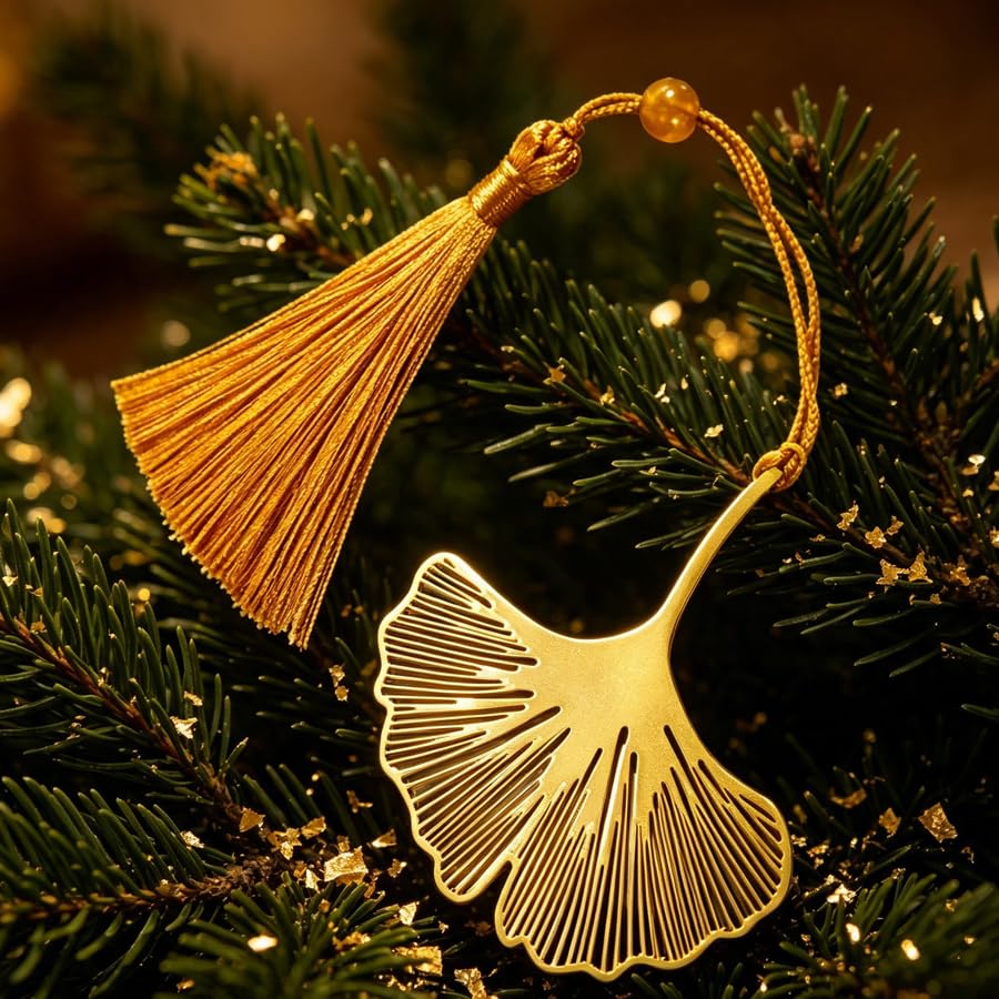 ARFUKA Bookmark Metal Ginkgo Bookmark Hollow Book Mark Leaf Bookmark with Tassel, Gifts for Women, Kids, Teens Girls, Readers and Book Lovers (Gold)