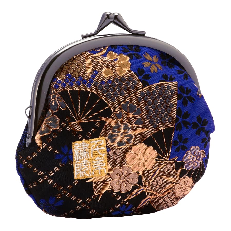Nishijin brocade round clasp purse/coin purse with lining, size L. (Seiranogizakura) - color: Seiranogizakura