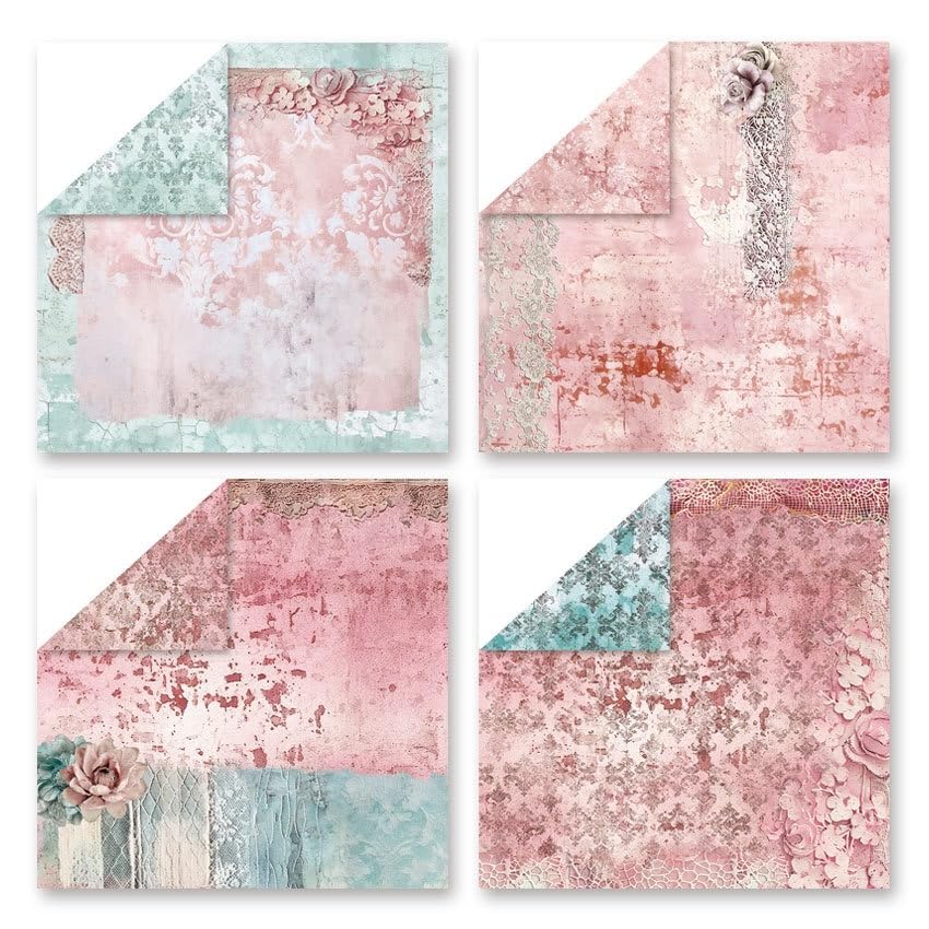 Pink Lace Scrapbook Paper Vintage Flower Pattern Papers Pad 12×12,24 Sheets Double-Sided Bobo Floral Scrapbooking CardStock Paper Pad for Holiday Cardmaking DIY junk Journal Papers. - color: Pink