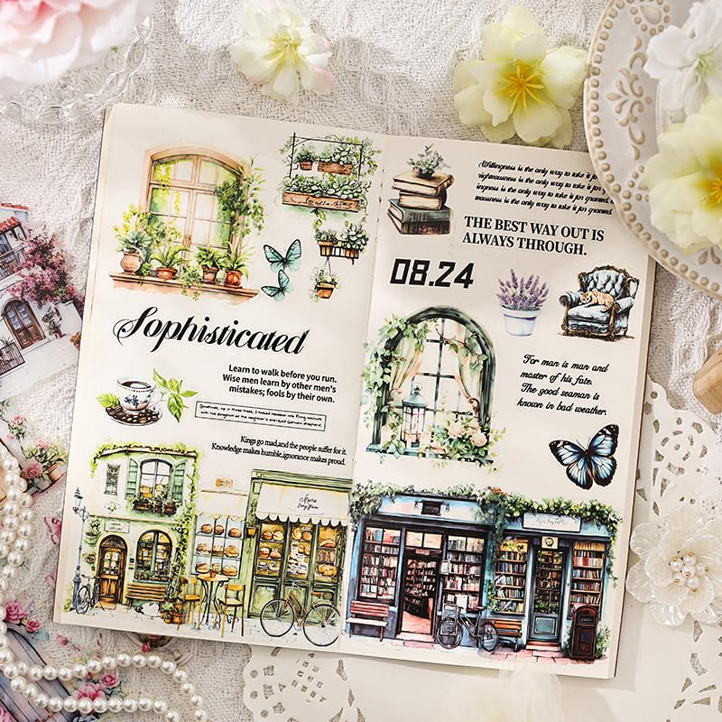 TIAMECH Glazed Tile House Water Mountain Sticker Book - color: Water Mountain House