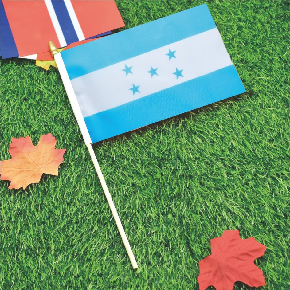 25Pack Small Honduras Flag Handheld Mini Honduran on Stick 5x8 Inch - color: Honduras