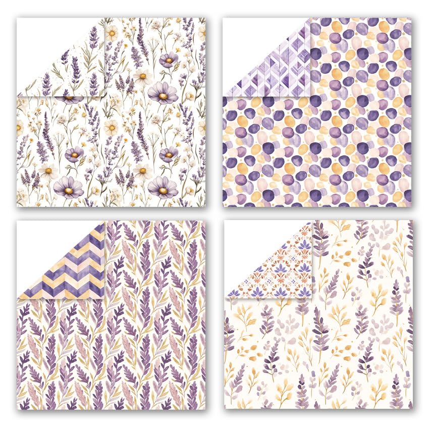 Scrapbook Paper & Scrapbooking Supplies, Lavender 6x6 Double-Sided Patterned Cardstock Pad, Elegant Craft Sheets for Junk Journaling, Card Making & Scrap Book, 24 Sheets - color: Lavender