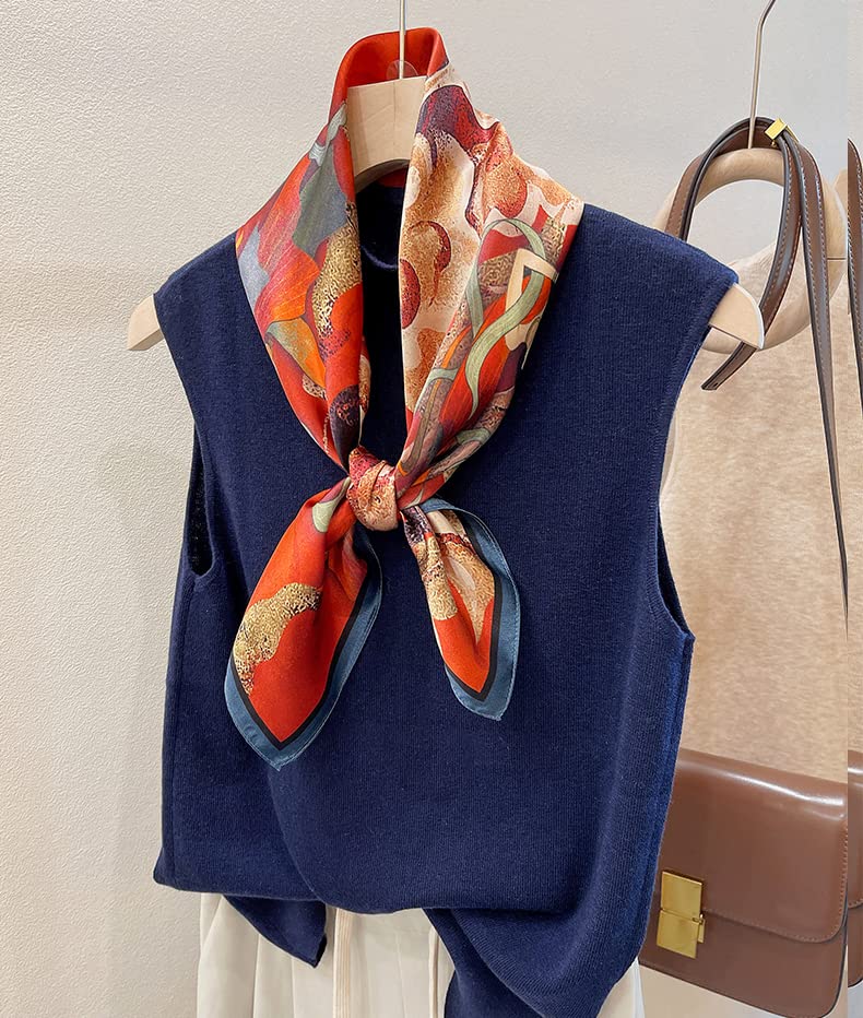 100% Mulberry Silk Scarf - 25.6" Square Neckerchief & Headscarf Gift Packed - color: Deep Red