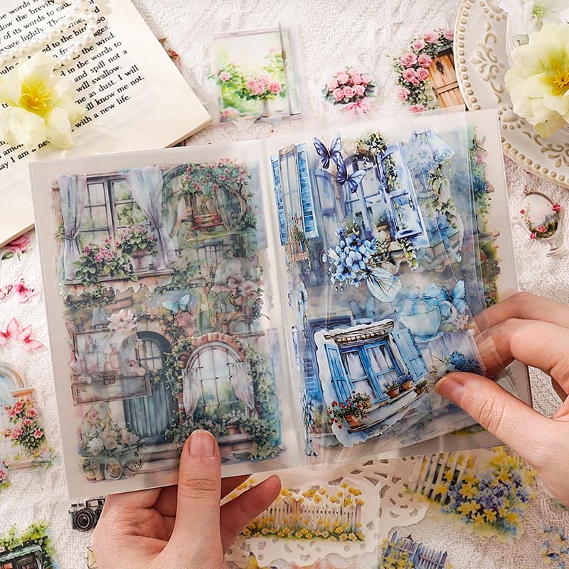 TIAMECH Glazed Tile House Water Mountain Sticker Book - color: Water Mountain House