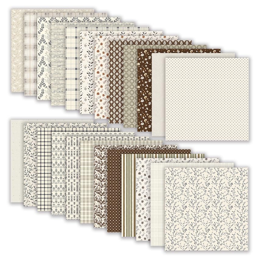 12x12 Patterned Scrapbook Paper ,24 Sheets Double-Sided Bohemian Floral Patterned CardStock Paper Pad Boho Tone Decorative Craft Papers for Holiday Cardmaking DIY Junk Journaling Origami Papers. - color: PAD2115