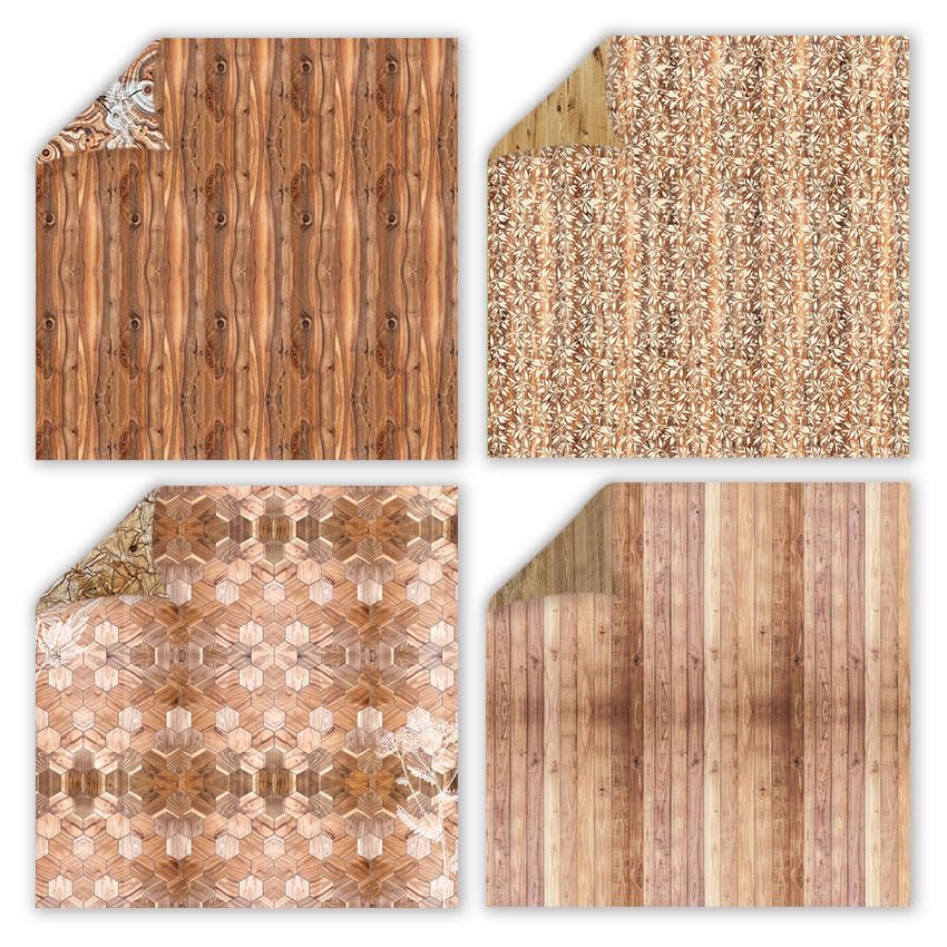 Gingham Scrapbook Paper Wooden Boho Patterned Paper Pad 12×12,24 Sheets Double-Sided Bobo Floral Scrapbooking CardStock Papers Pad for Holiday Cardmaking DIY Origami Papers. - color: PAD2108