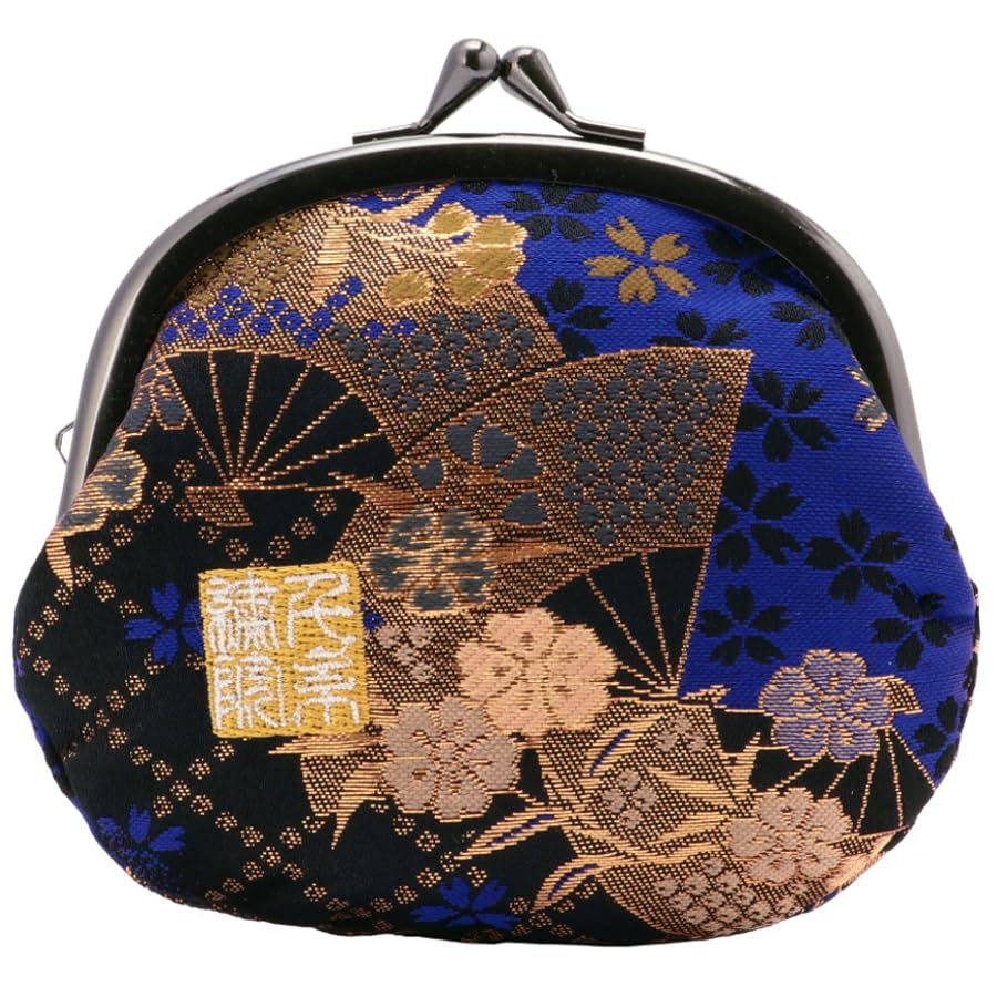Nishijin brocade round clasp purse/coin purse with lining, size L. (Seiranogizakura) - color: Seiranogizakura