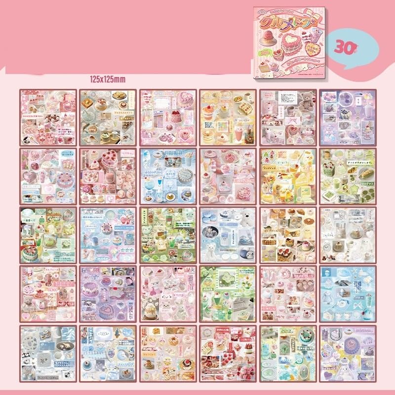 TIAMECH Pink Delicious Food Cuisine Gourmet Desserts Stickers Book - color: Pink Delicious Food