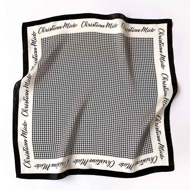 FEIBOON Mulberry Silk Scarf 21"x21" Small Square Scarfs for Women - color: Houndstooth-2