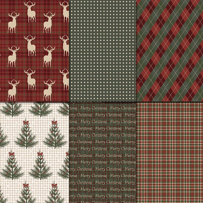 Christmas Scrapbook Paper Supplies 12×12,Vintage Christmas Deer Pattern Papers ,24 Sheets Double-Sided Christmas Scrapbooking CardStock Paper pad for Holiday Cardmaking DIY Junk Journal Papers. - color: Christmas Time