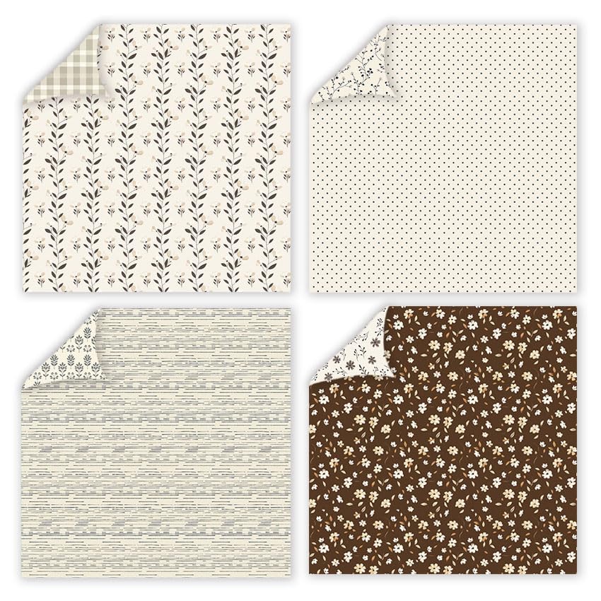 12x12 Patterned Scrapbook Paper ,24 Sheets Double-Sided Bohemian Floral Patterned CardStock Paper Pad Boho Tone Decorative Craft Papers for Holiday Cardmaking DIY Junk Journaling Origami Papers. - color: PAD2115