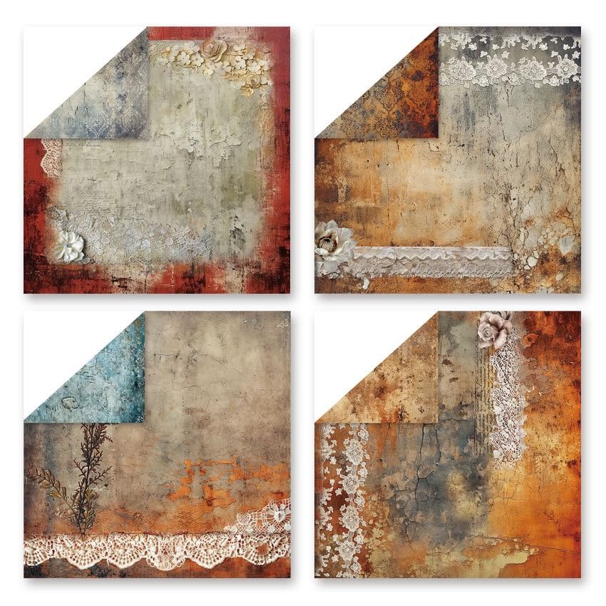 Vintage Lace Scrapbook Pattern Paper Pad 12×12,24 Sheets Double-Sided Coffee Scrapbooking CardStock Paper for Holiday Card Making Supplies DIY Junk Journal Papers. - color: Coffee