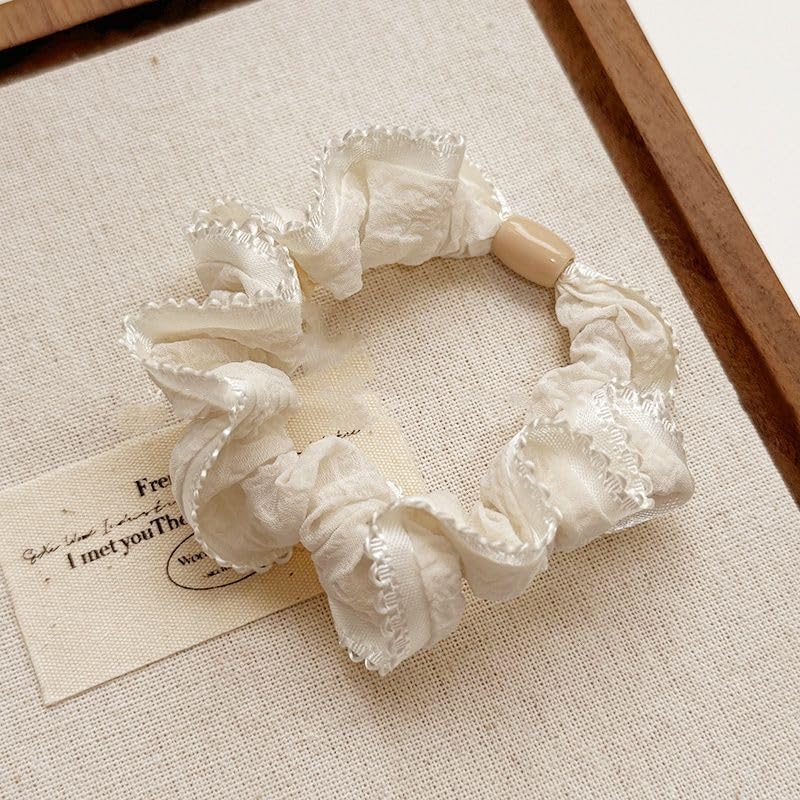 Lemeilleur 8 PCs Vintage Polka Dots Falbala Hair Scrunchies Hair Eleastic Bands Hair Ties Ropes Ponytail Holders Cloth Bands for Girls and Women