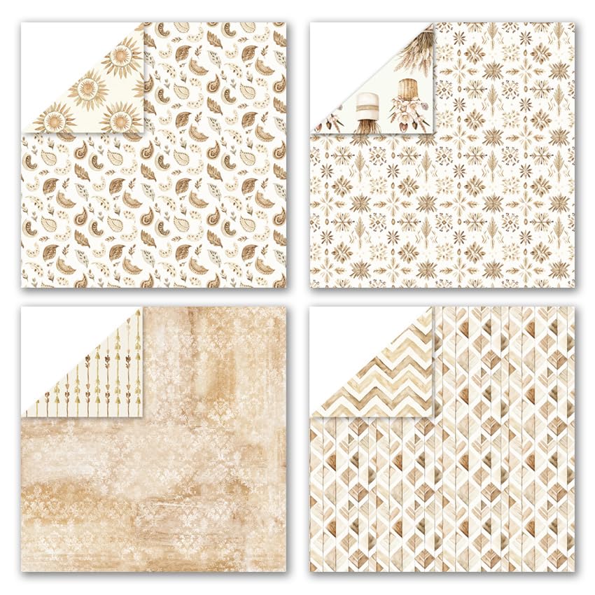 Scrapbook Paper & Scrapbooking Supplies, Boho 6x6 Double-Sided Patterned Cardstock Pad, Earthy Craft Sheets for Junk Journaling, Card Making & Scrap Book, 24 Sheets - color: Boho
