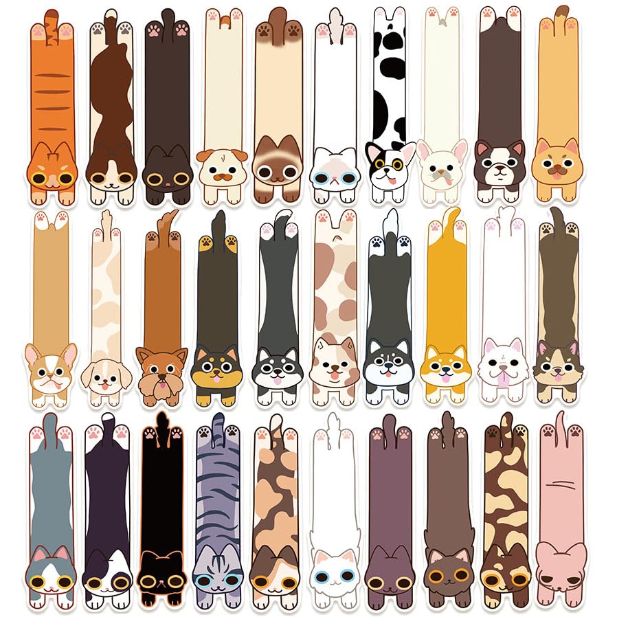 30 Pcs Cat Dog Bookmarks Cute Cats Dogs Theme Paper Bookmarks for Adult Cats Dogs Book Markers for Students Teachers School Home Office Reading Book Lovers,30 Styles