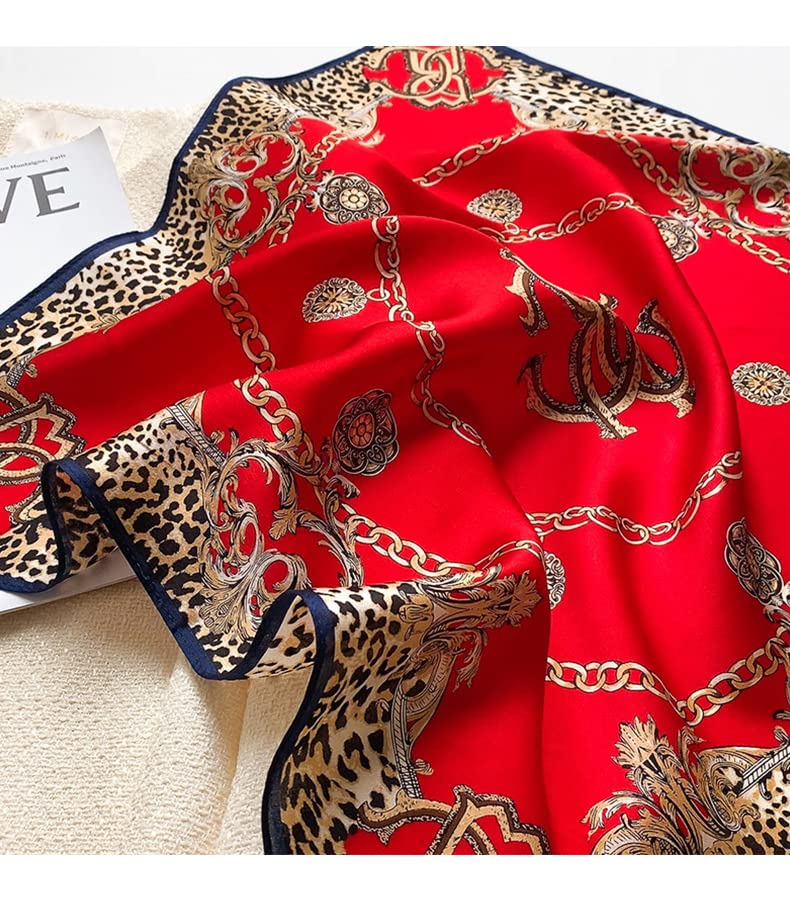FEIBOON Mulberry Silk Scarf 21"x21" Small Square Scarfs for Women - color: Classics Red-2