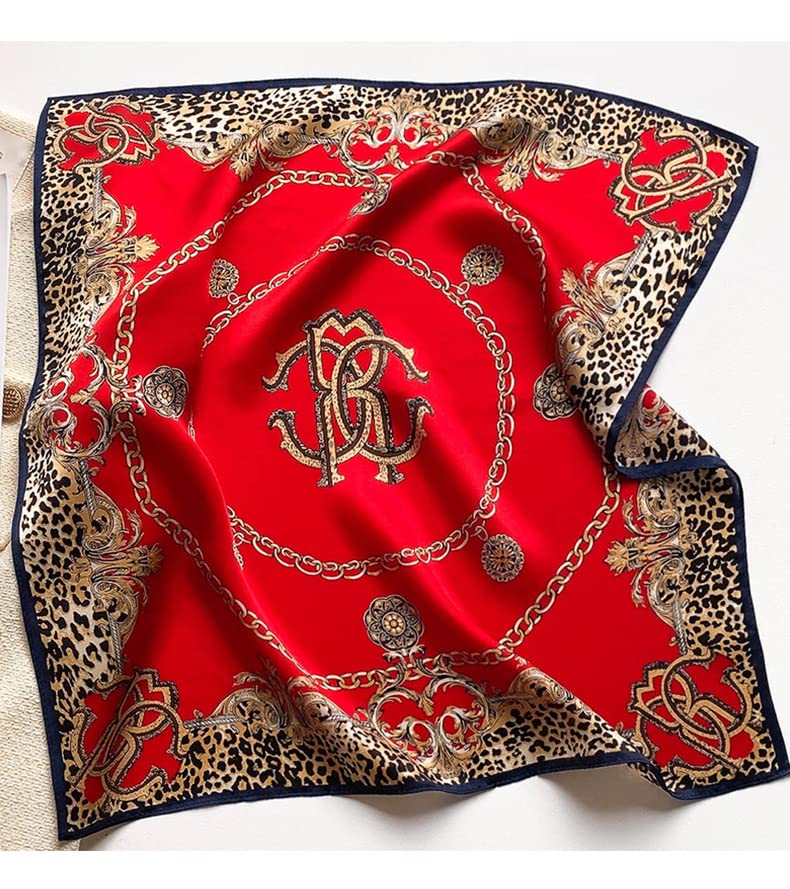 FEIBOON Mulberry Silk Scarf 21"x21" Small Square Scarfs for Women - color: Classics Red-2